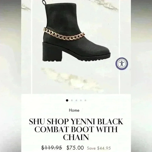 Shu Shop Chunky Black Combat Boots with gold chain‎ - Picture 1 of 4